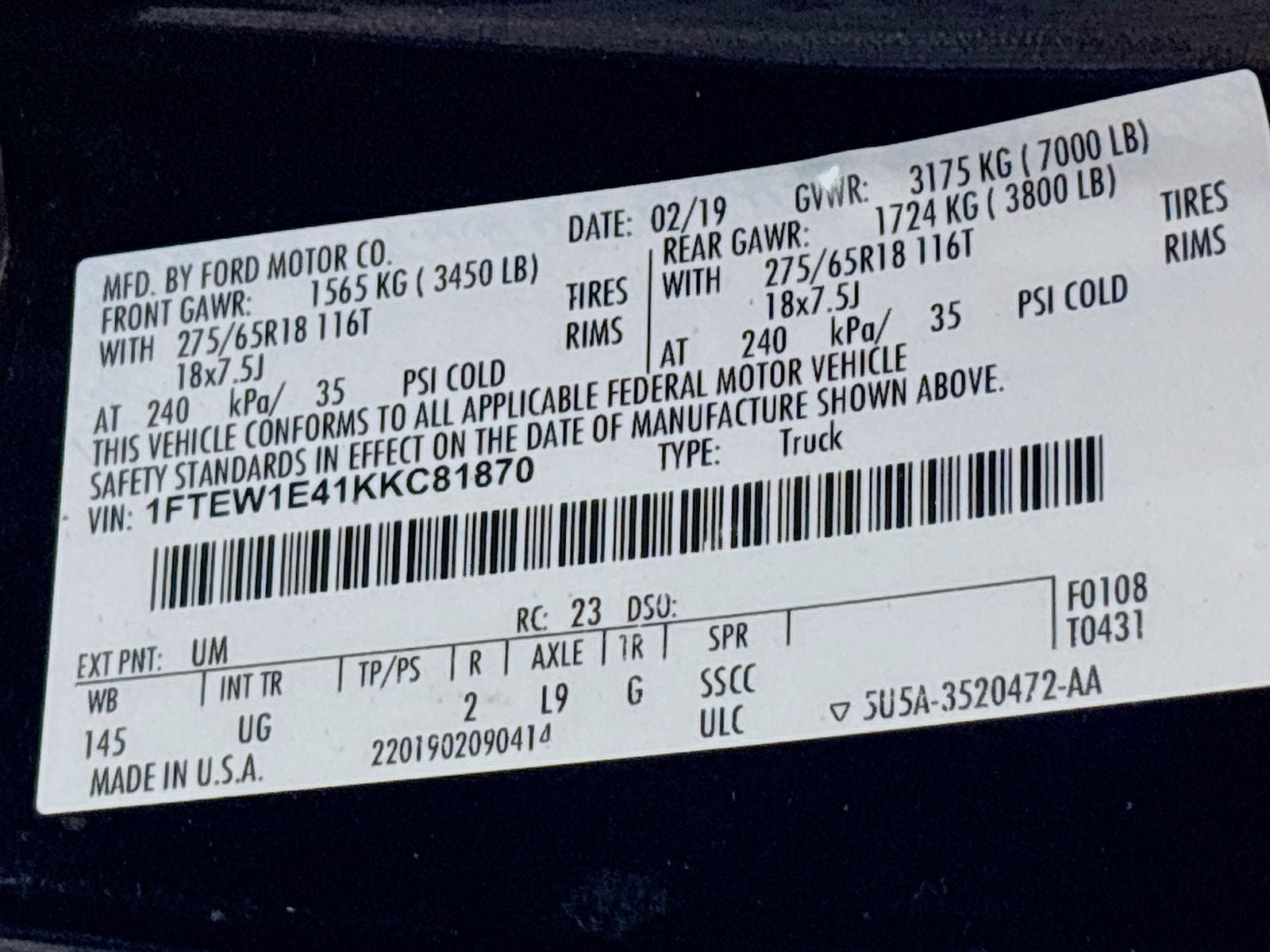 2019 Ford F-150 XLT