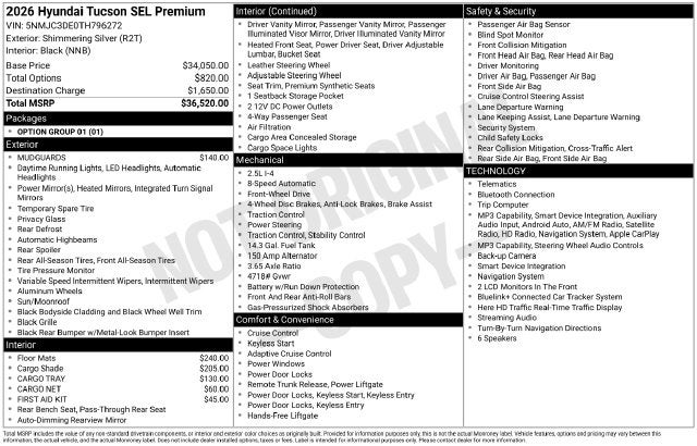 2026 Hyundai TUCSON SEL Premium