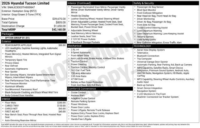 2026 Hyundai TUCSON Limited
