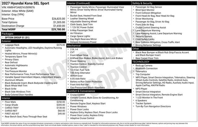 2027 Hyundai KONA SEL Sport