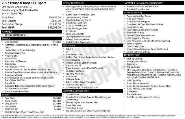 2027 Hyundai KONA SEL Sport