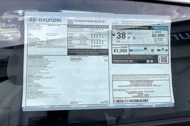 2026 Hyundai TUCSON HYBRID Blue SE