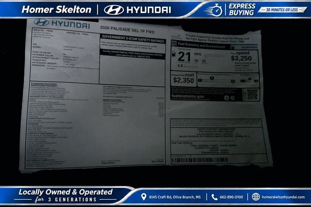 2026 Hyundai PALISADE SEL 7 Passenger