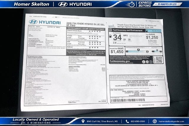 2026 Hyundai PALISADE HYBRID Blue SEL 8 Passenger