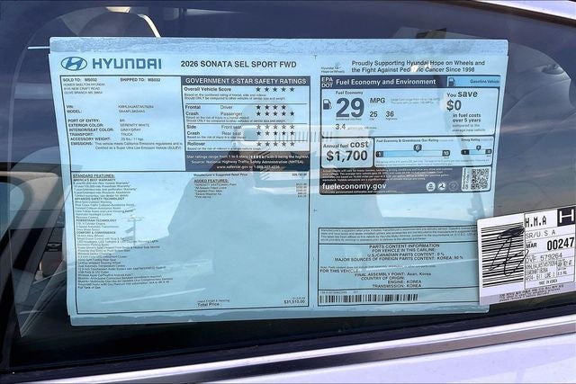 2026 Hyundai SONATA SEL Sport