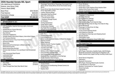 2026 Hyundai SONATA SEL Sport