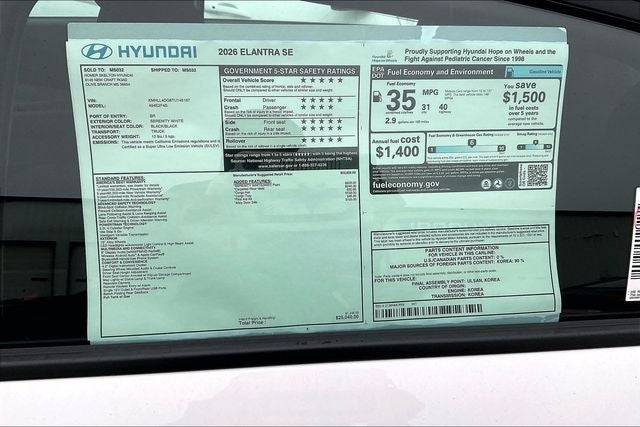 2026 Hyundai ELANTRA SE