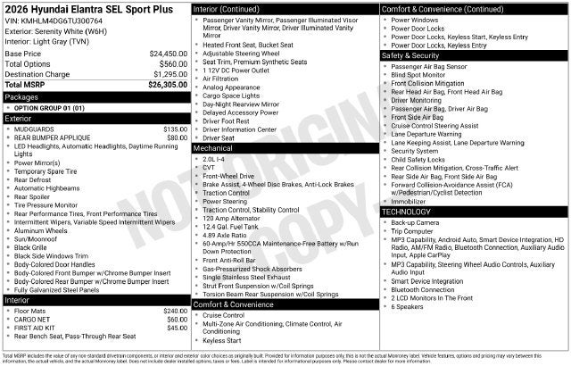 2026 Hyundai ELANTRA SEL Sport Plus