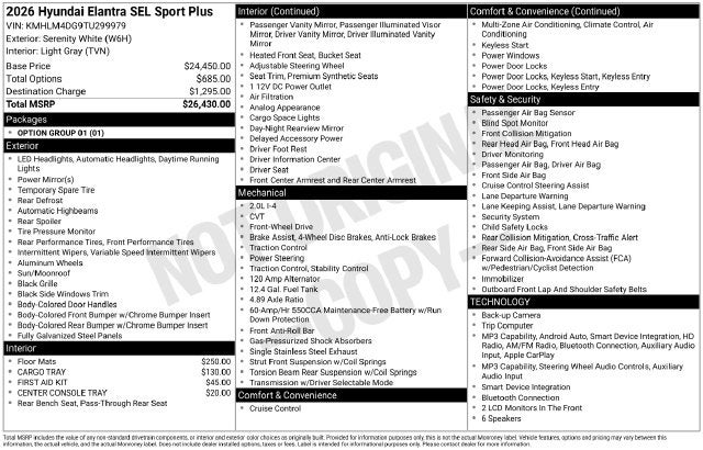 2026 Hyundai ELANTRA SEL Sport Plus