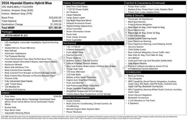 2026 Hyundai ELANTRA HYBRID Blue