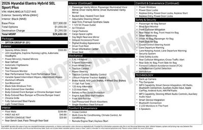 2026 Hyundai ELANTRA HYBRID SEL Sport
