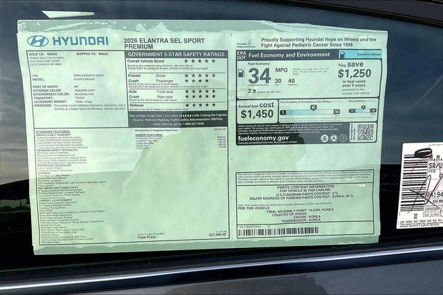 2026 Hyundai ELANTRA SEL Sport