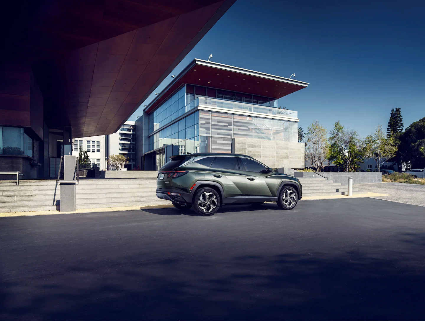 Hyundai Vehicle in front of office building